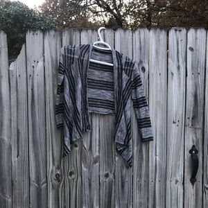 Black and gray stripped open cardi